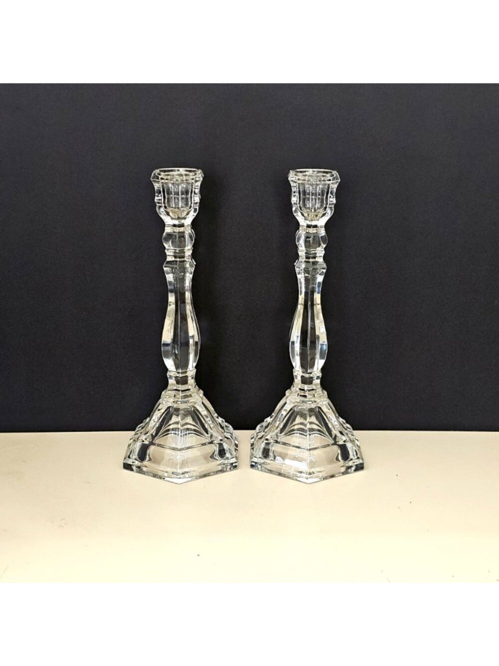 Tiffany & Co. Hampton Candlesticks 9" crystal clear sculpted taper candle holder - Picture 8 of 8